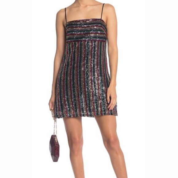 Altar'd State Dresses & Skirts - Altar'd State size M Braelynn rainbow sequin mini dress w/ adjustable straps EUC
